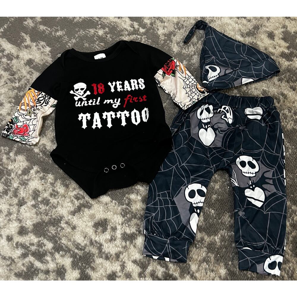 Boy Three Piece Outfit Set Onesie, Cotton Pants, Hat Theme 0-2 Months (NWT)